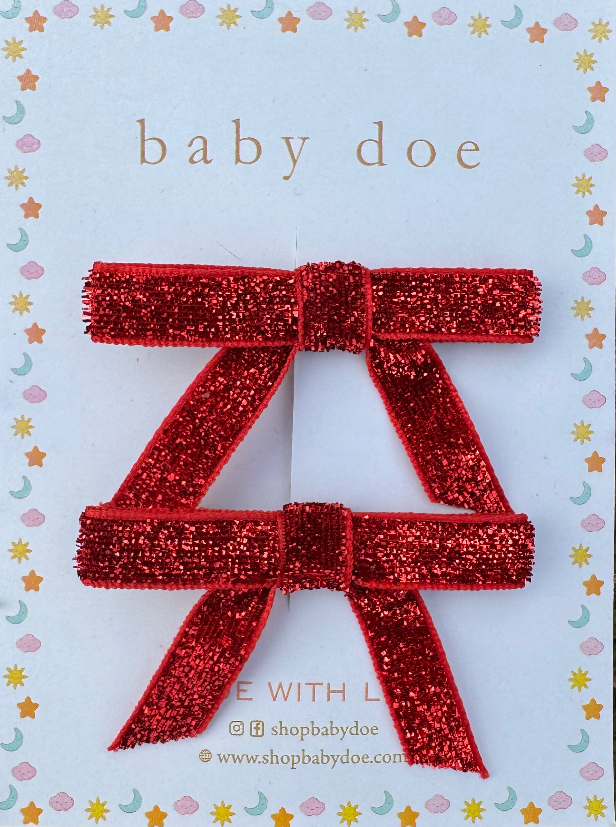 Red Glitter bows Hairclips