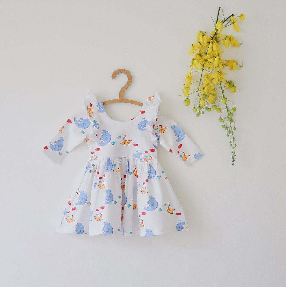 Organic Ruffled Dress (Manta Ray)
