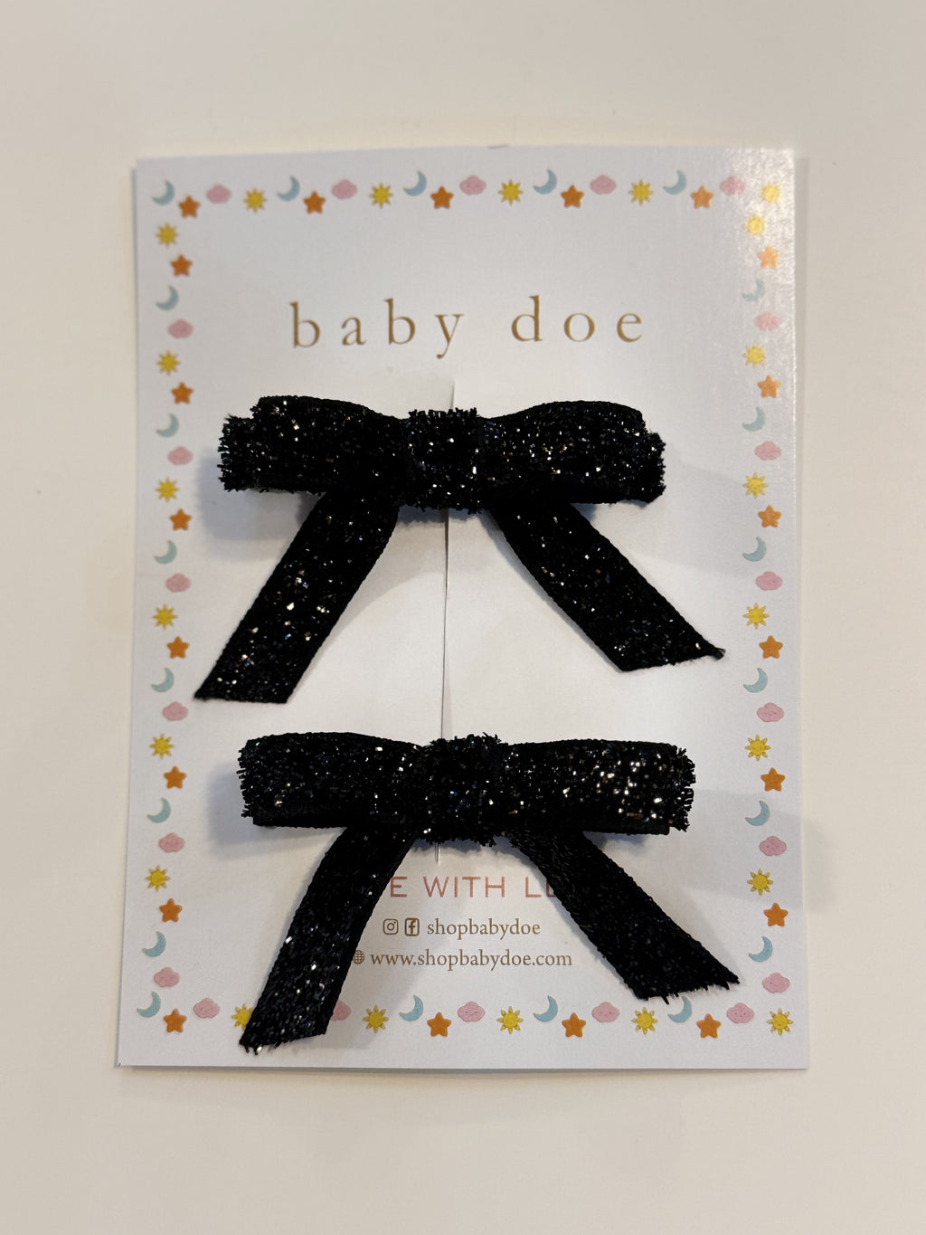 Black Glitter bow Hairclips