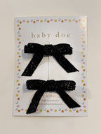 Black Glitter bow Hairclips
