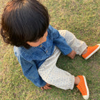 Unisex Organic Indigo Check Kurta + Indigo Raidana  Pants