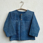 Unisex Organic Indigo Check Kurta + Indigo Raidana  Pants