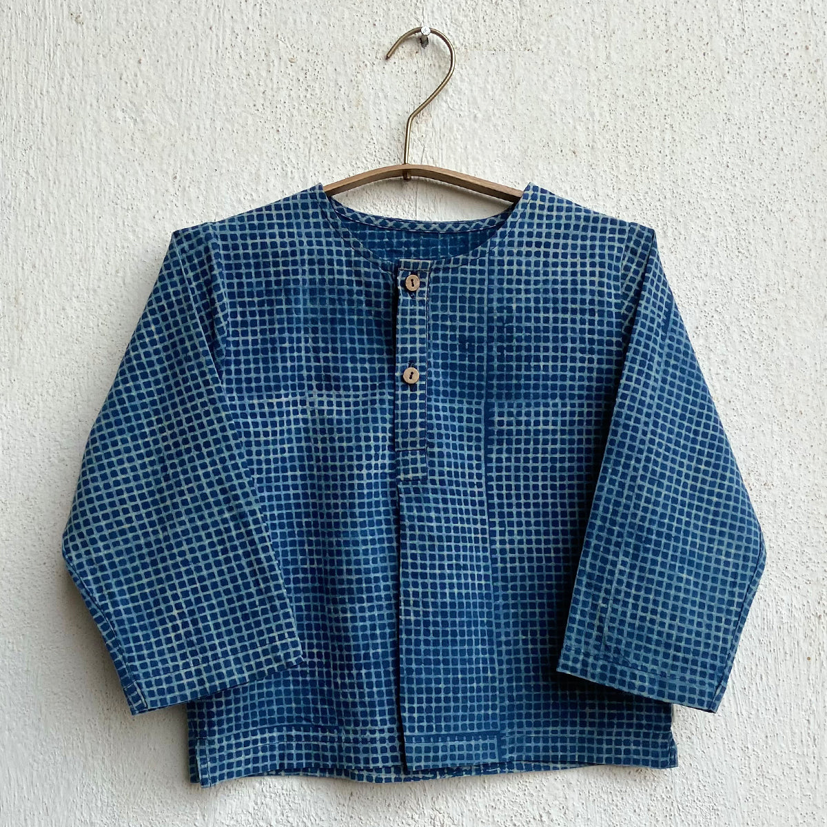 Unisex Organic Indigo Check Kurta + Indigo Raidana  Pants