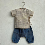 Unisex Organic Indigo Zoo Bag - Raidana And Check Angarakha + Pants