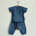 Unisex Organic Indigo Zoo Bag - Raidana And Check Angarakha + Pants