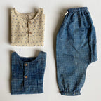 Unisex Organic Indigo Bag - Raidana + Check Kurta + Check Pants