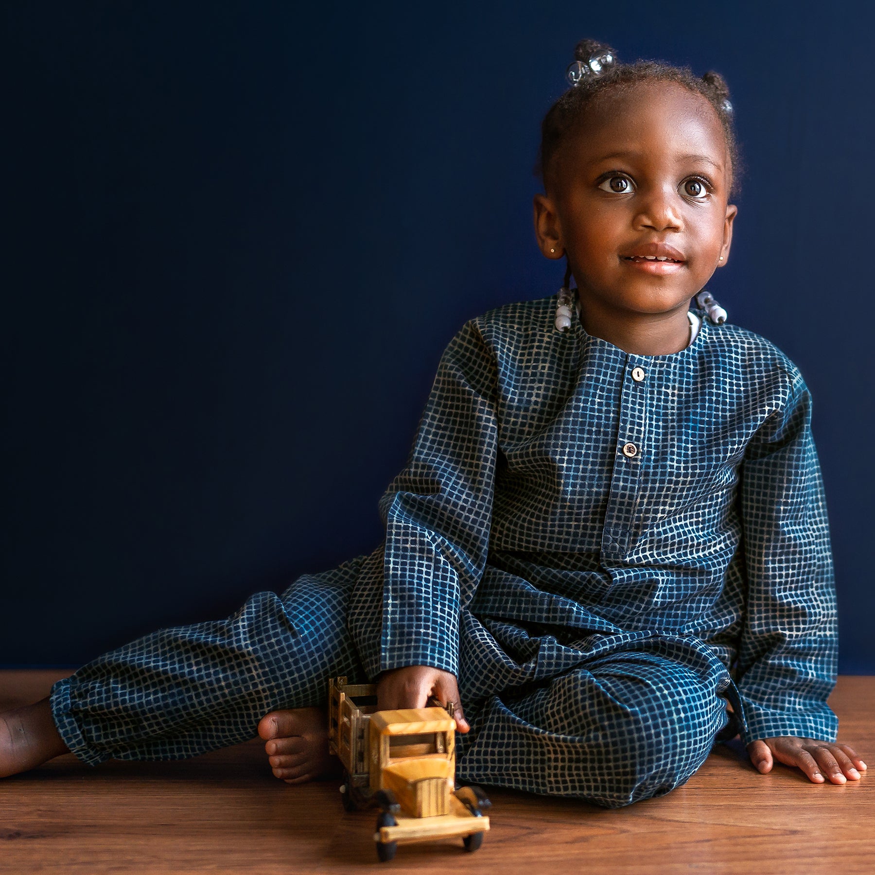 Unisex Organic Indigo Bag - Raidana + Check Kurta + Check Pants