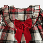 Ivory Plaid Bow Dress