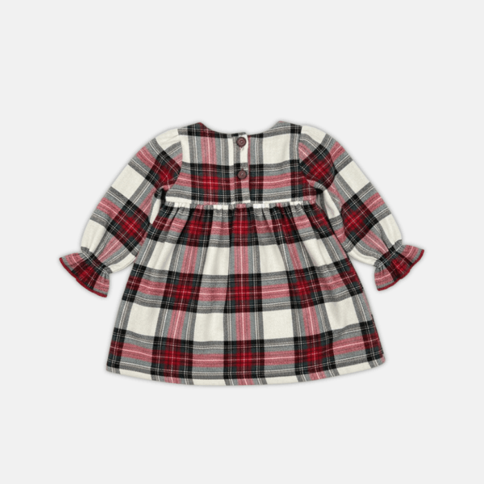 Ivory Plaid Bow Dress