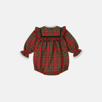 Red Tartan Lace Trim Romper