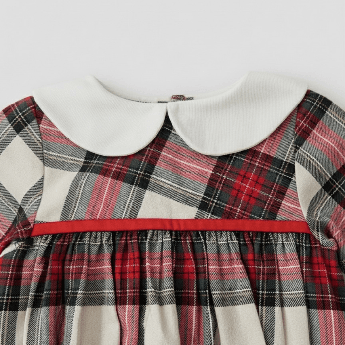 Ivory Plaid Peter Pan Collar Romper