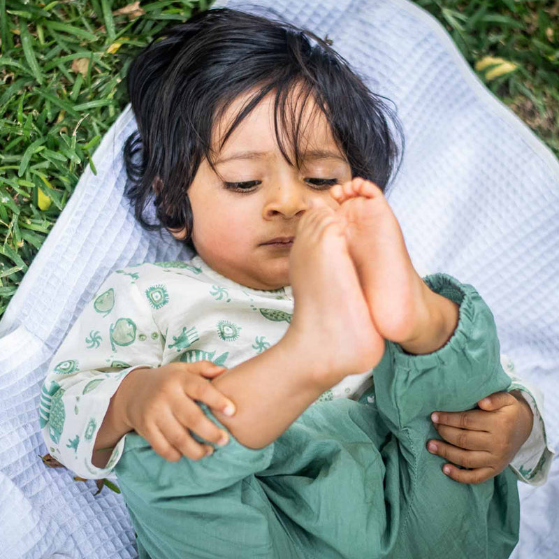 Unisex Organic Koi Bag - Koi Mint And White Kurta + Mint Pants