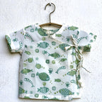 Unisex Organic Fish Print Angarakha Top & Mint Pants