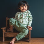 Unisex Organic Fish Print Kurta + Mints Pants