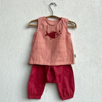 Unisex Organic Koi Peach Jhabla With Red Pants