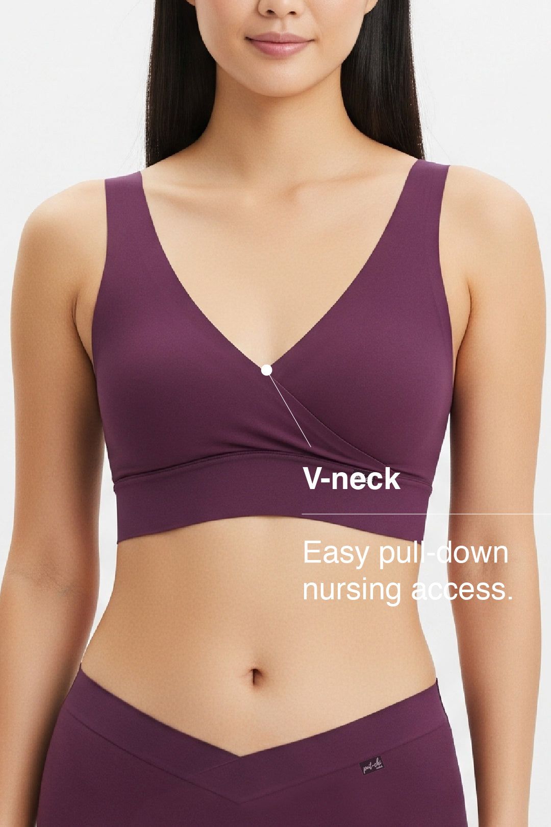 Putchi V Neck Maternity Bra – Soft, Wireless & All-Day Comfort - Purple