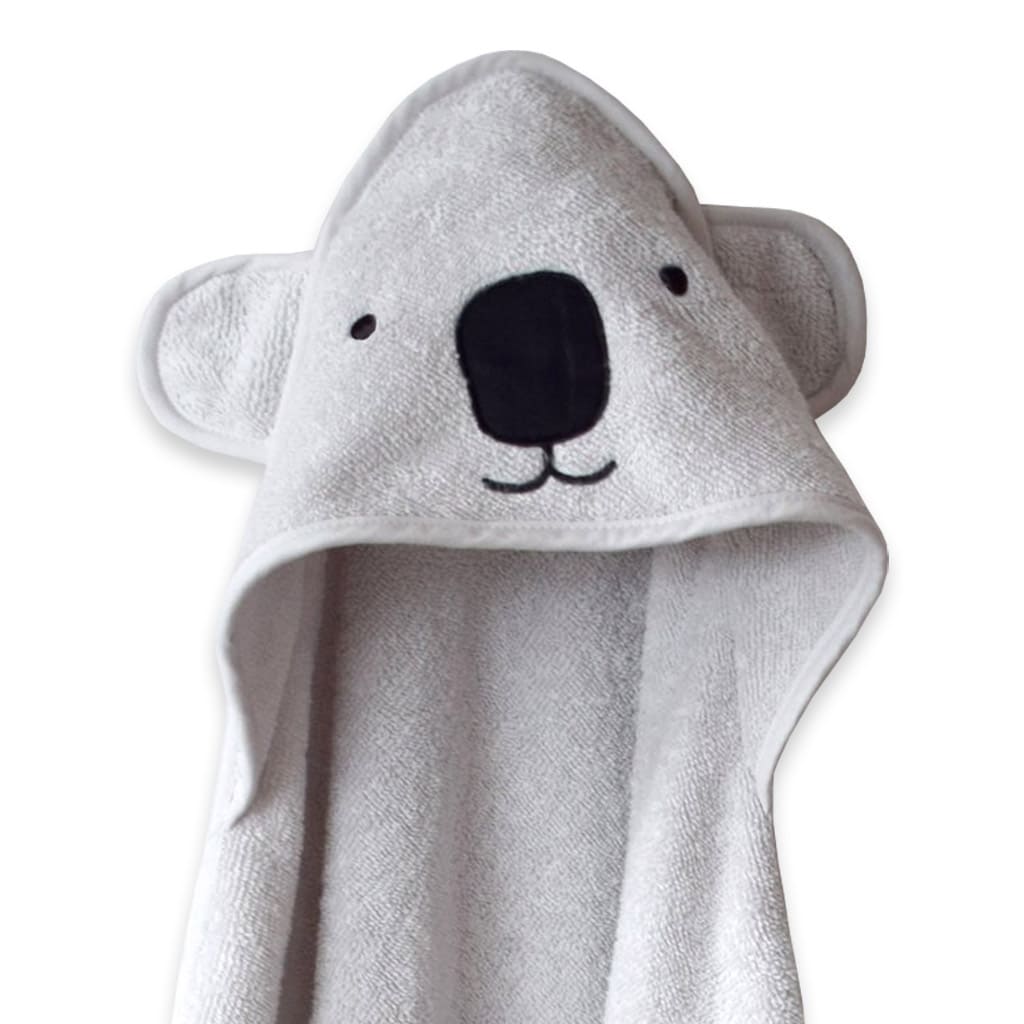 Unisex Organic Cotton Hooded Towel, 0-18months – Koala Bear-Grey