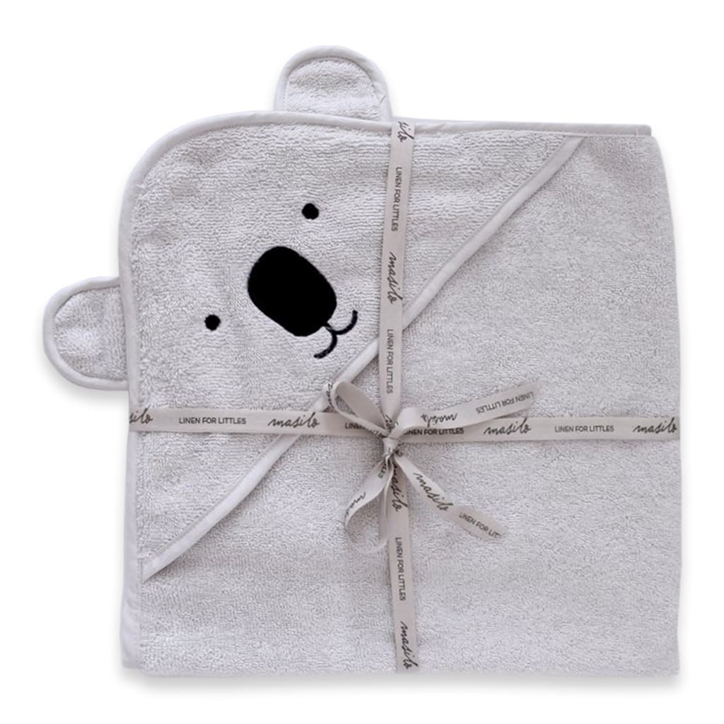 Unisex Organic Cotton Hooded Towel, 0-18months – Koala Bear-Grey