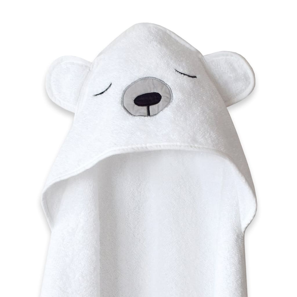 Unisex Organic Cotton Hooded Towel, 0-18months –Polar Bear-White