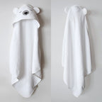 Unisex Organic Cotton Hooded Towel, 0-18months –Polar Bear-White