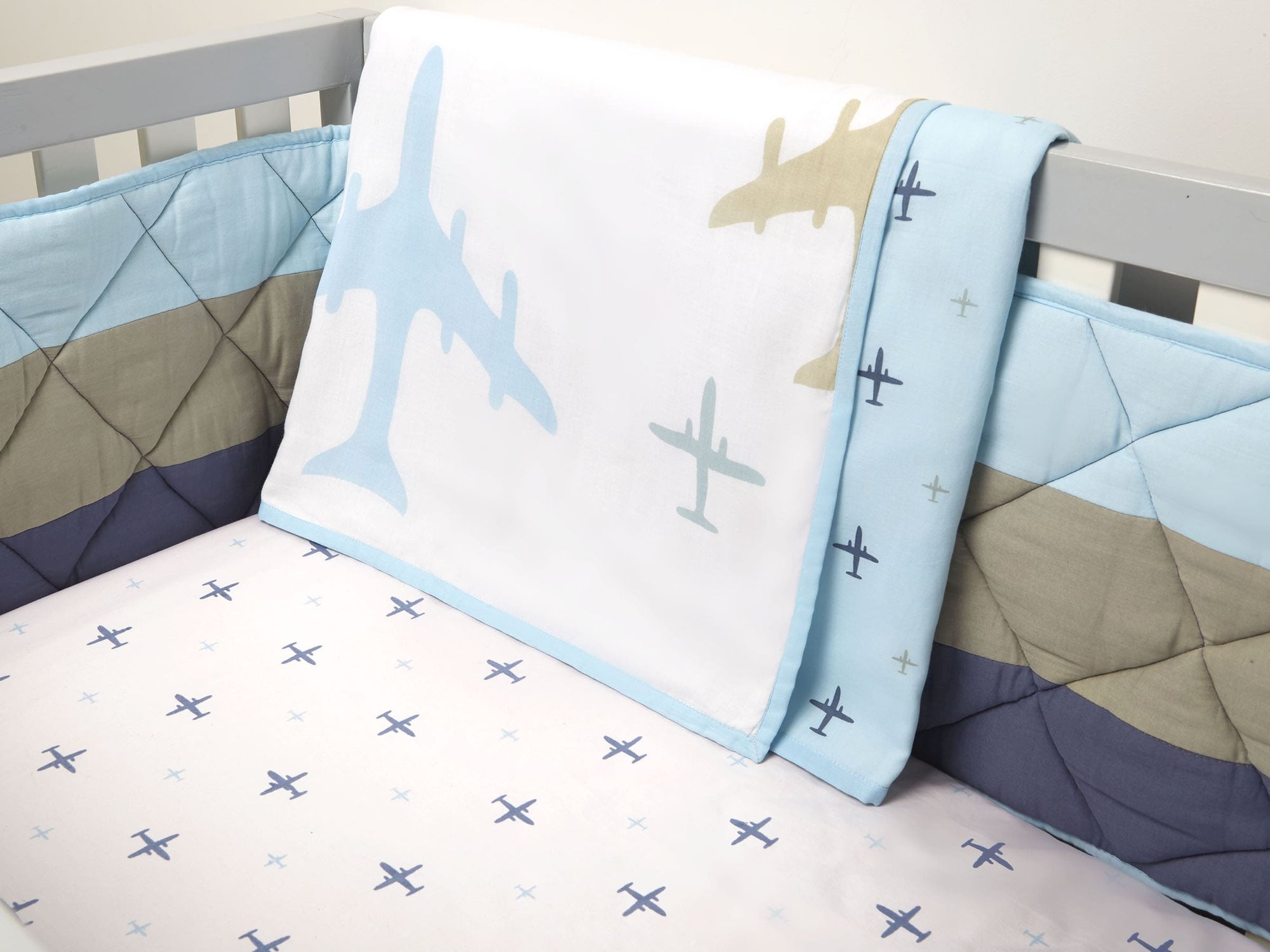 Boy Organic Cotton Dohar Blanket, 0-3 years - Dream Wings - Blue