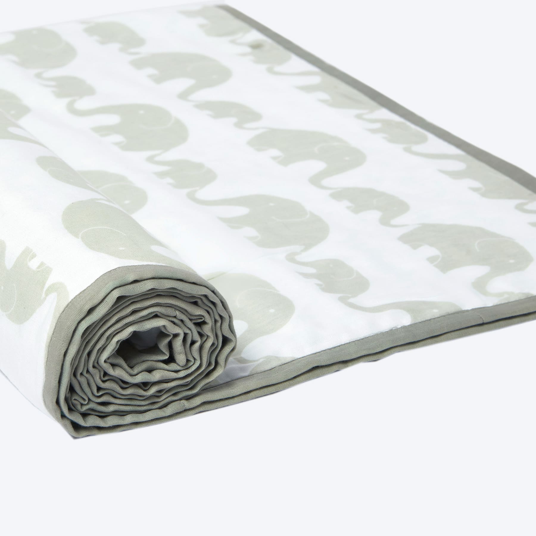 Unisex Organic Cotton Dohar Blanket, 0-3 years - Elephant Parade-Grey