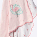 Girl Organic Cotton Dohar Blanket, 0-3 years - Flamingo - Pink
