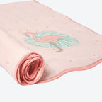 Girl Organic Cotton Dohar Blanket, 0-3 years - Flamingo - Pink