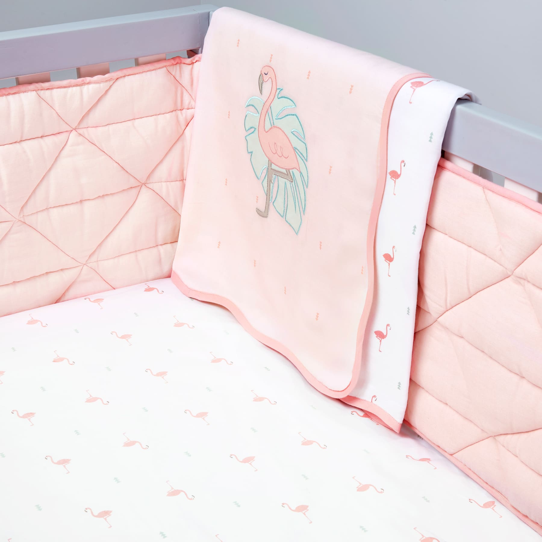 Girl Organic Cotton Dohar Blanket, 0-3 years - Flamingo - Pink