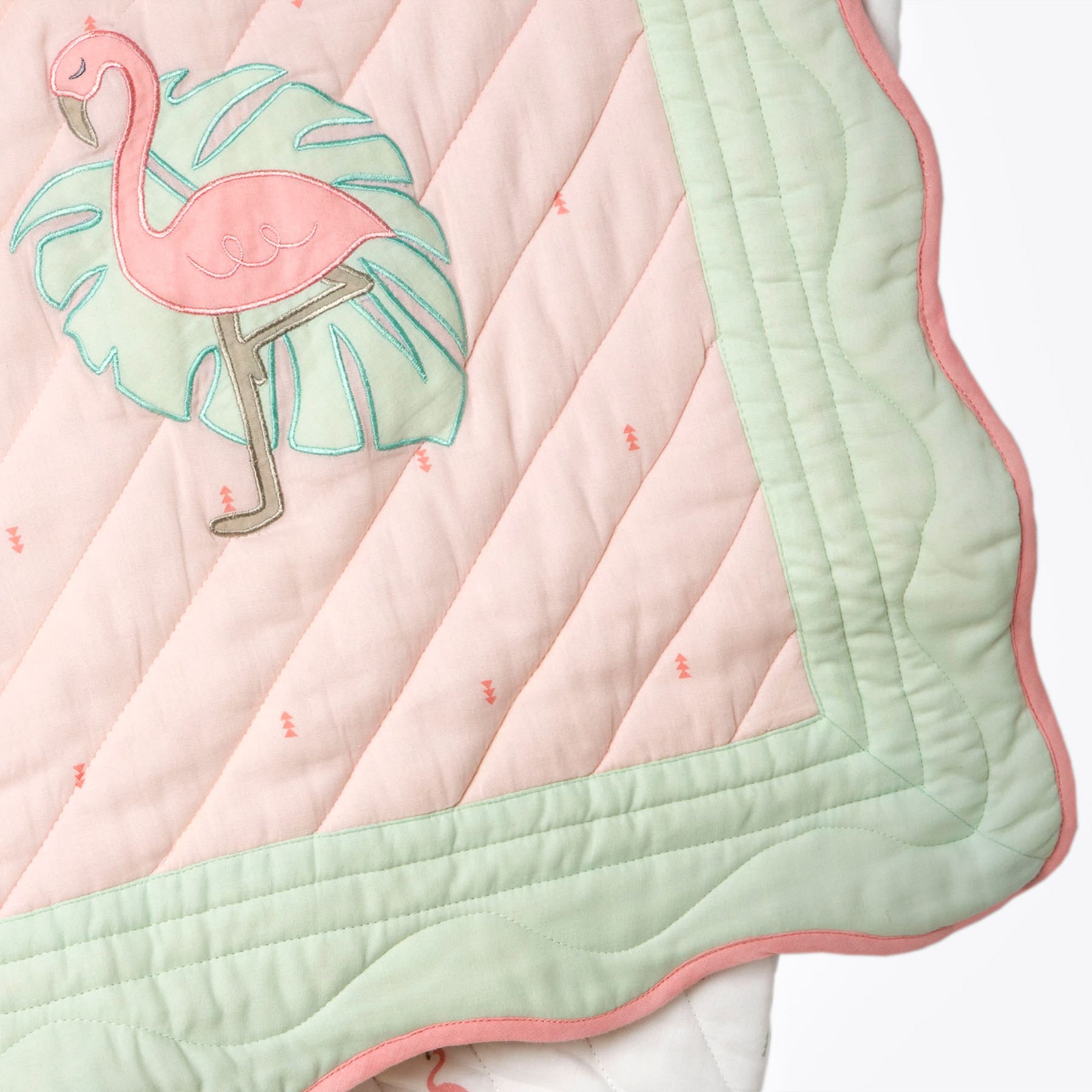 Girl Organic Cotton Dohar Blanket, 0-3 years - Hello Flamingo-Pink