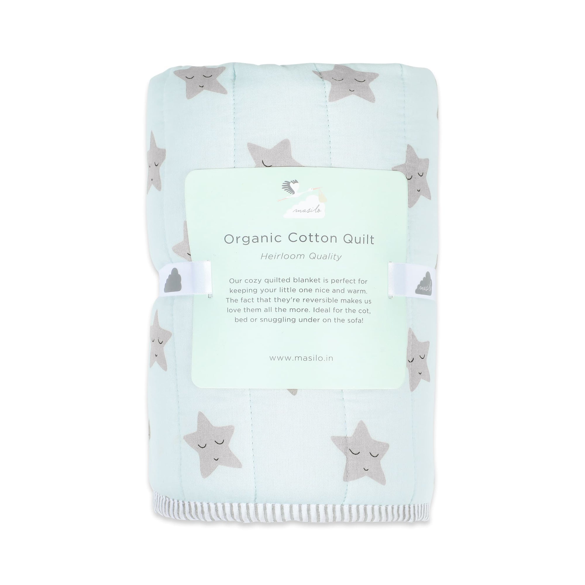 Boy Organic Cotton Dohar Blanket, 0-3 years - Sleepy Star - Blue