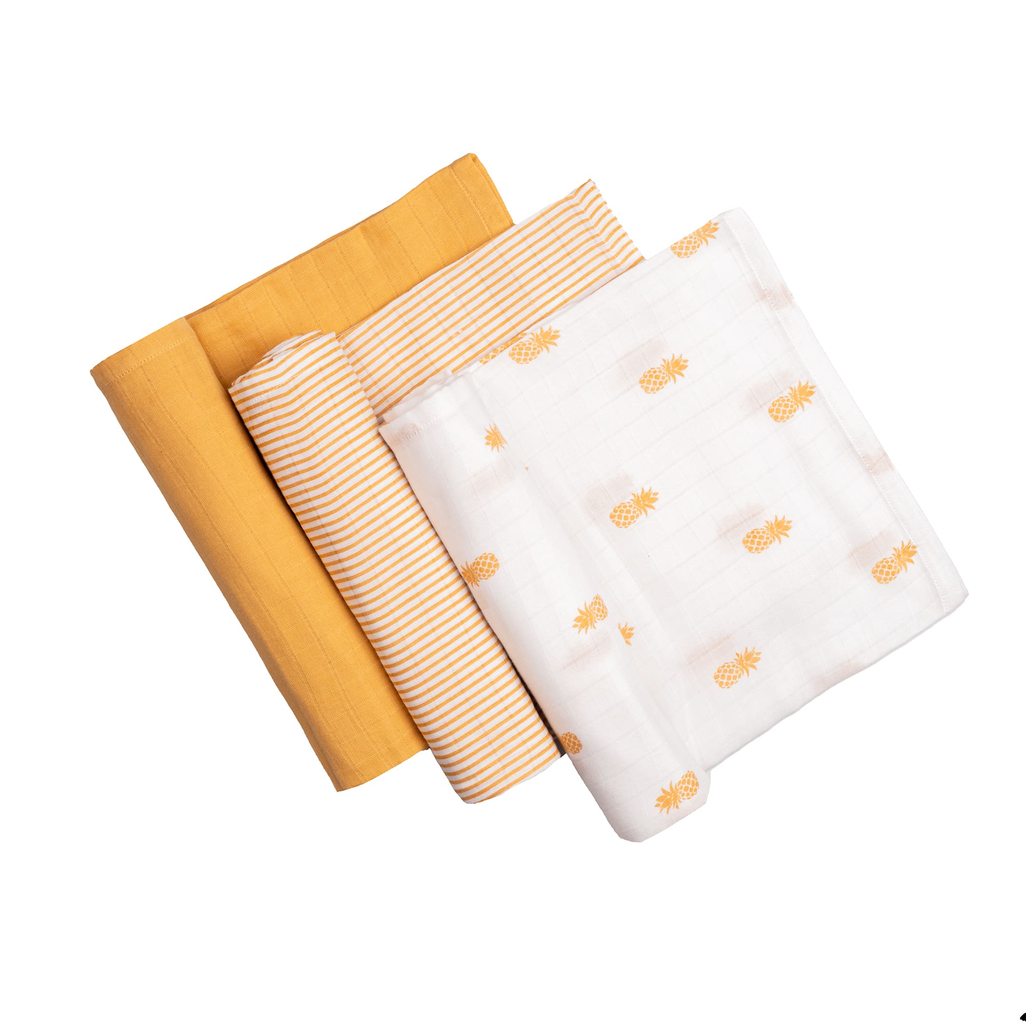 Unisex Organic Cotton Muslin Swaddles, 0-1 years-Pineapple Bliss-Yellow