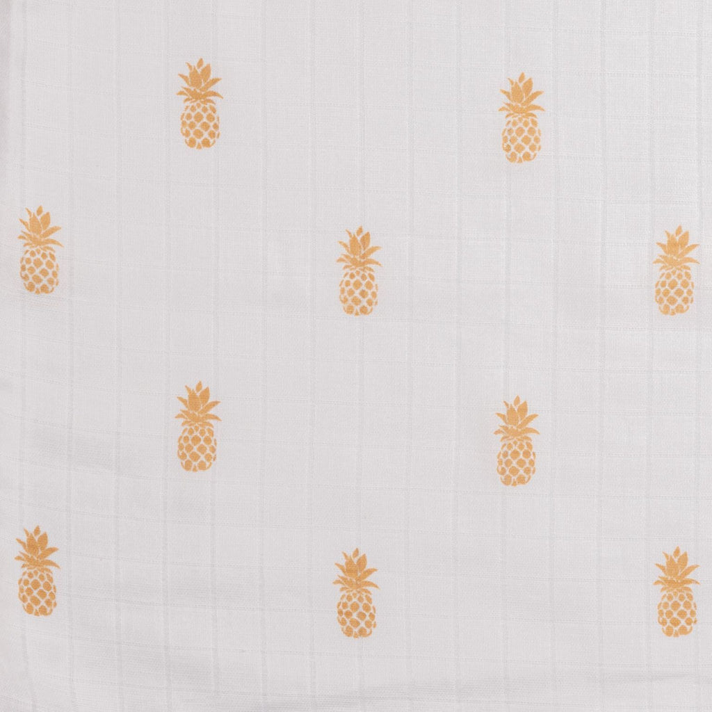 Unisex Organic Cotton Muslin Swaddles, 0-1 years-Pineapple Bliss-Yellow