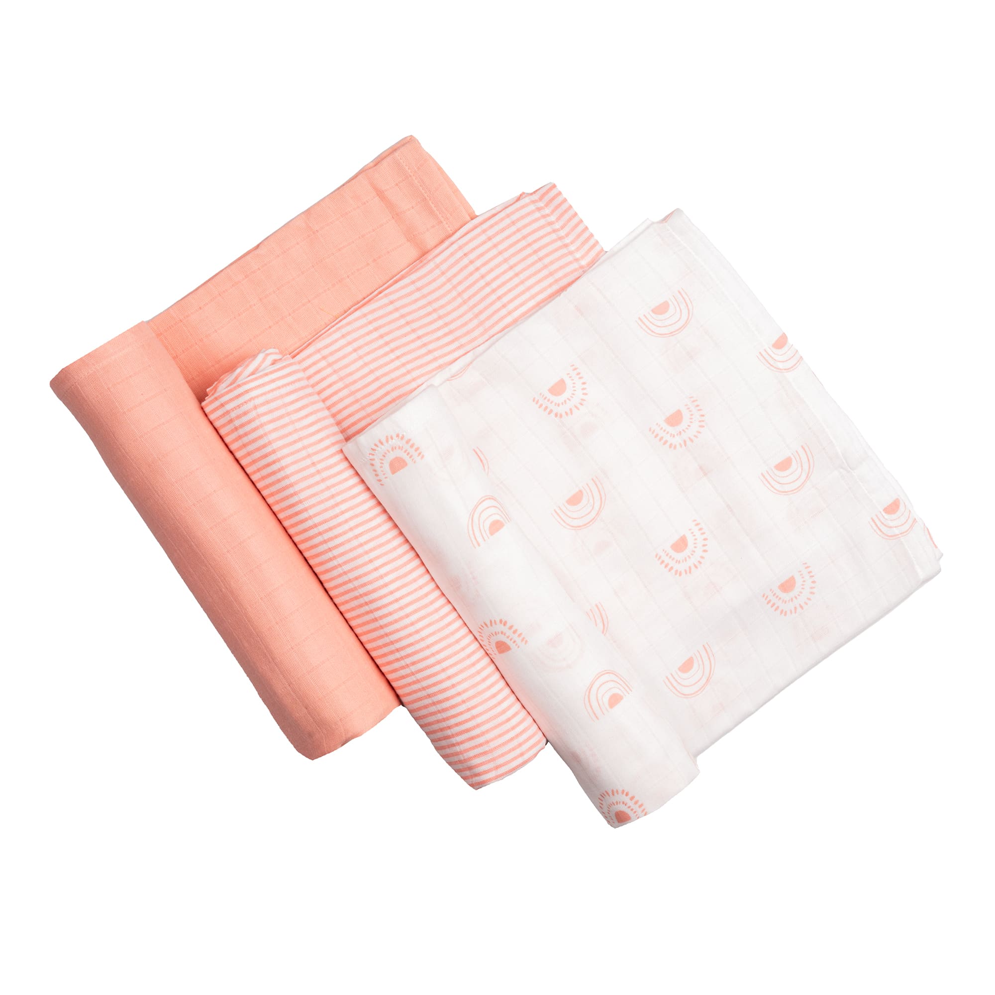 Girl Organic Cotton Muslin Swaddles, 0-1 years-Over the Rainbow-Pink