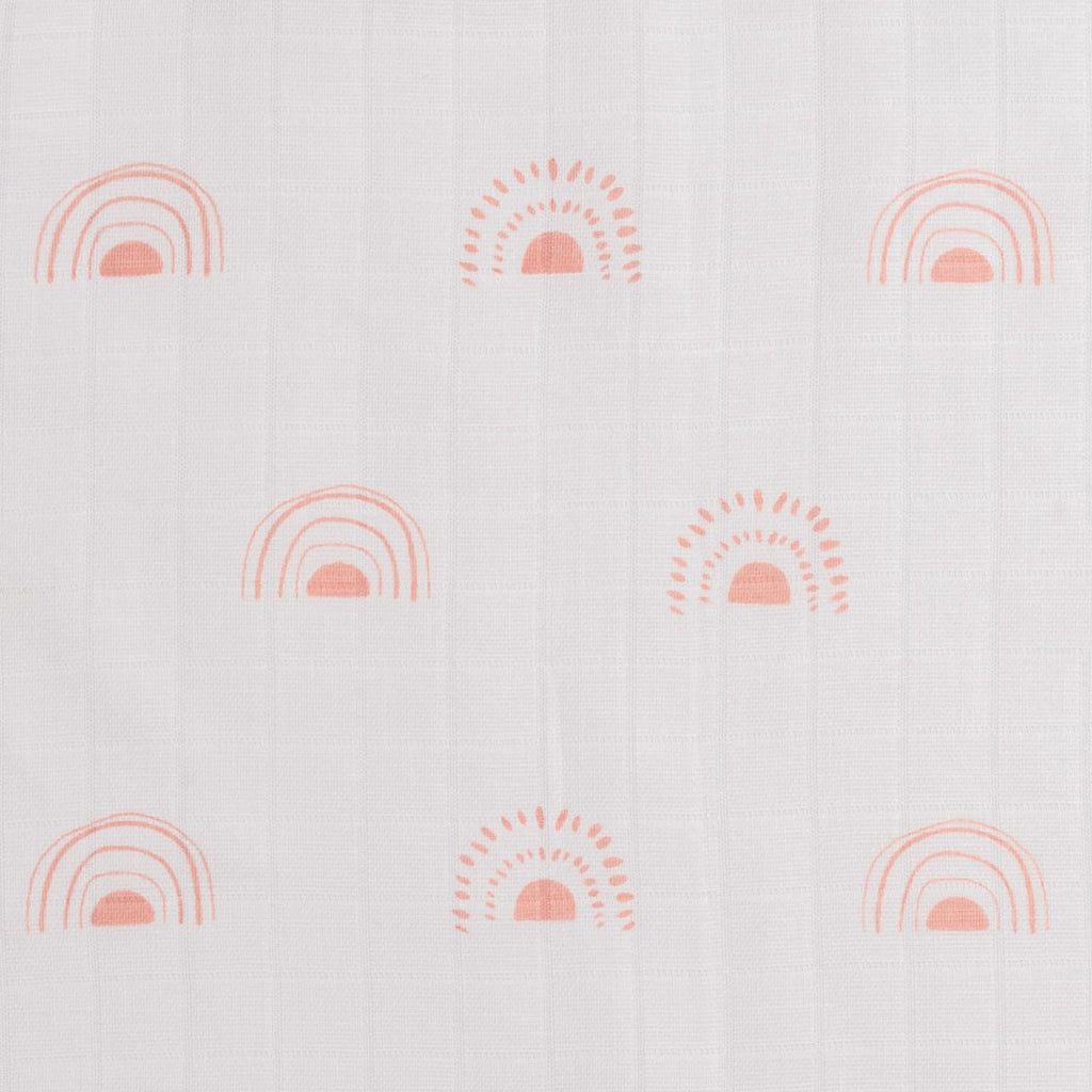 Girl Organic Cotton Muslin Swaddles, 0-1 years-Over the Rainbow-Pink