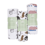 Unisex Organic Cotton Muslin Swaddles, 0-1 years-Safari-Multi