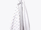 Unisex Organic Cotton Muslin Swaddles, 0-1 years-Sleepy Star (Metallic)-Grey