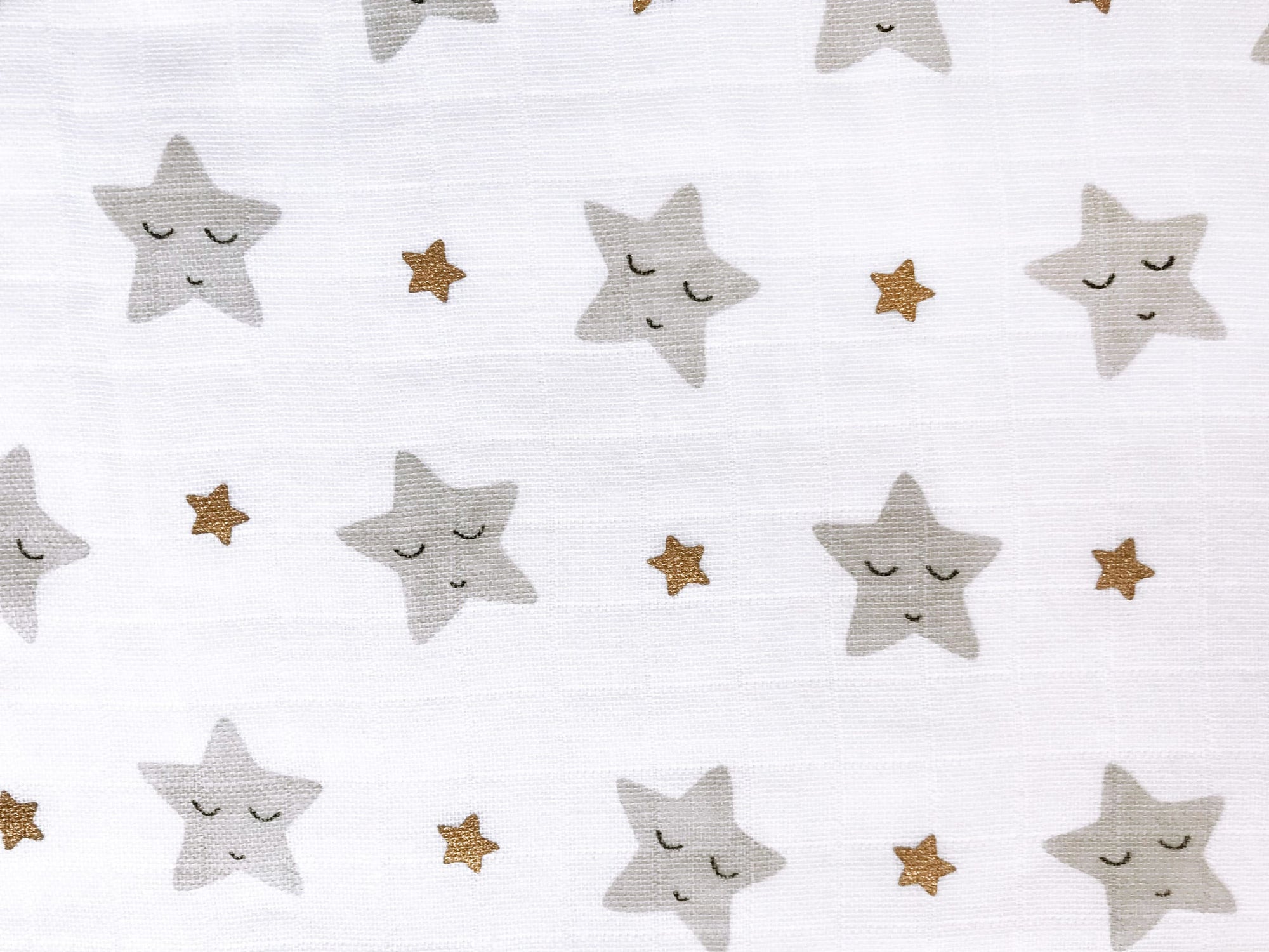 Unisex Organic Cotton Muslin Swaddles, 0-1 years-Sleepy Star (Metallic)-Grey