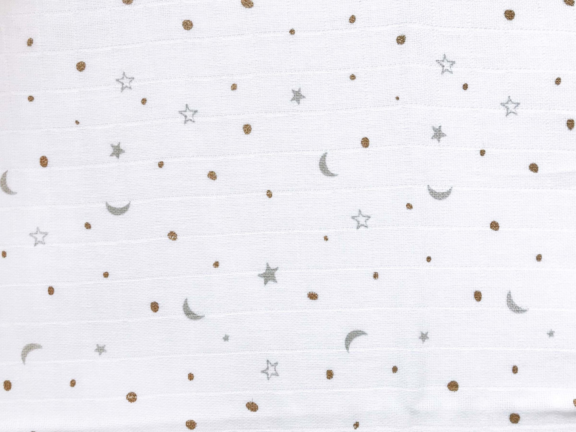Unisex Organic Cotton Muslin Swaddles, 0-1 years-Sleepy Star (Metallic)-Grey