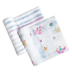 Boy Organic Bamboo Muslin Swaddles, 0-1 year-Pool Floaties-Blue