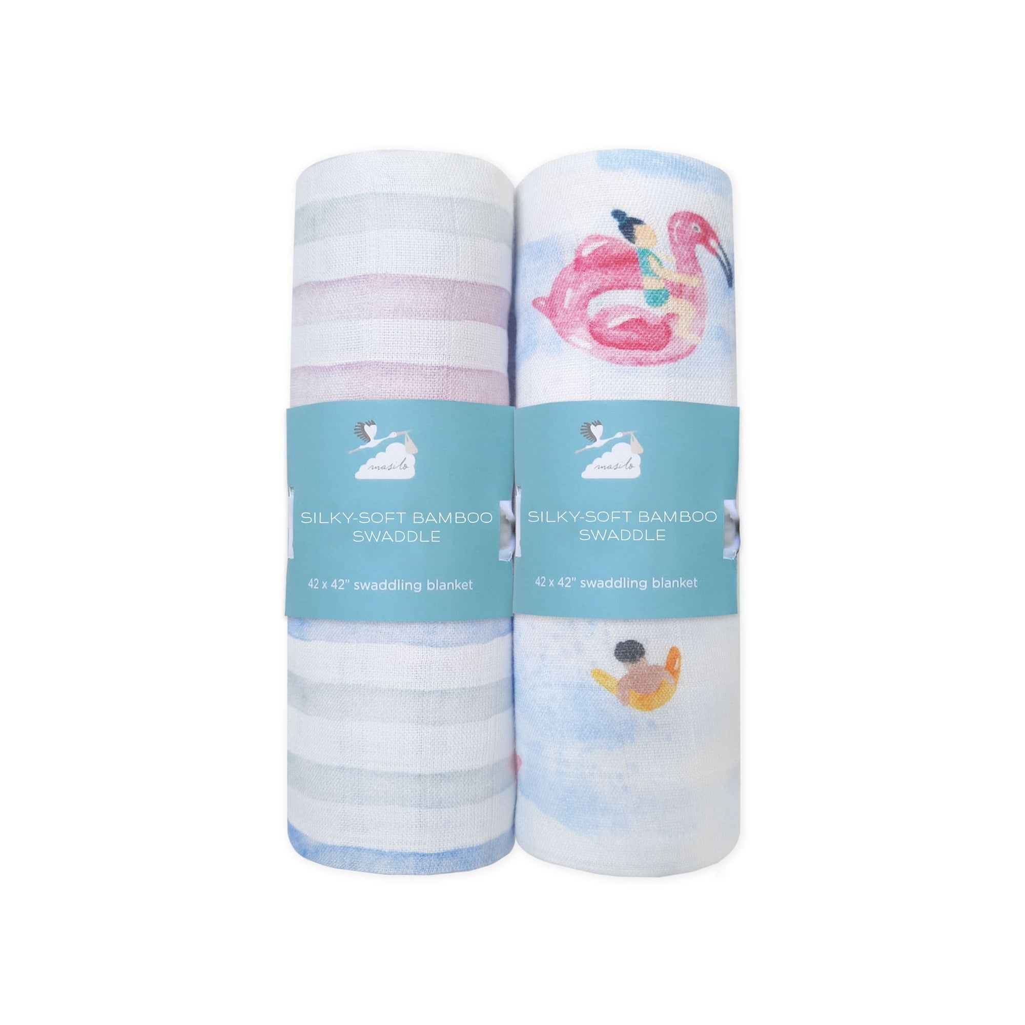 Boy Organic Bamboo Muslin Swaddles, 0-1 year-Pool Floaties-Blue