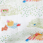 Unisex Organic Bamboo Muslin Swaddles, 0-1 year-Picnic Party & Gingham Checks-Red