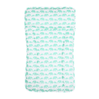 Fitted sheet with teal elephant pattern on a white background