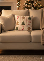 Unisex Cotton Linen Throw Cushion - Tic Tac Toe (Cushion Cover With Filler) - White