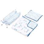 Boy Bamboo Muslin Mini Cot Bedding Set, 0-2 years Believe in Narwhals-Blue
