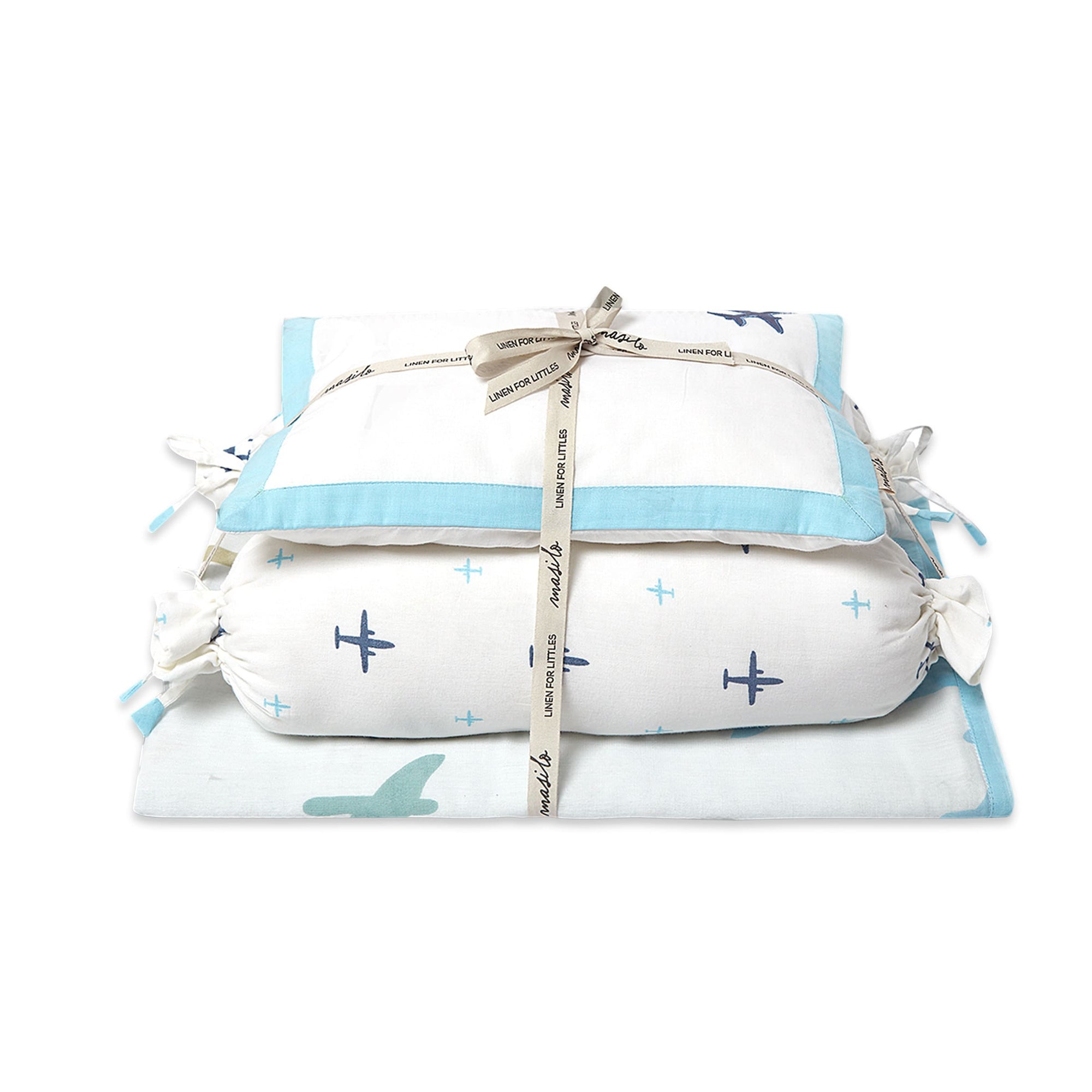 Boy Organic Cotton Mini Cot Bedding Set, 0-2 years Dream Wings-Blue