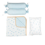 Boy Organic Cotton Mini Cot Bedding Set, 0-2 years Sea Breeze-Blue