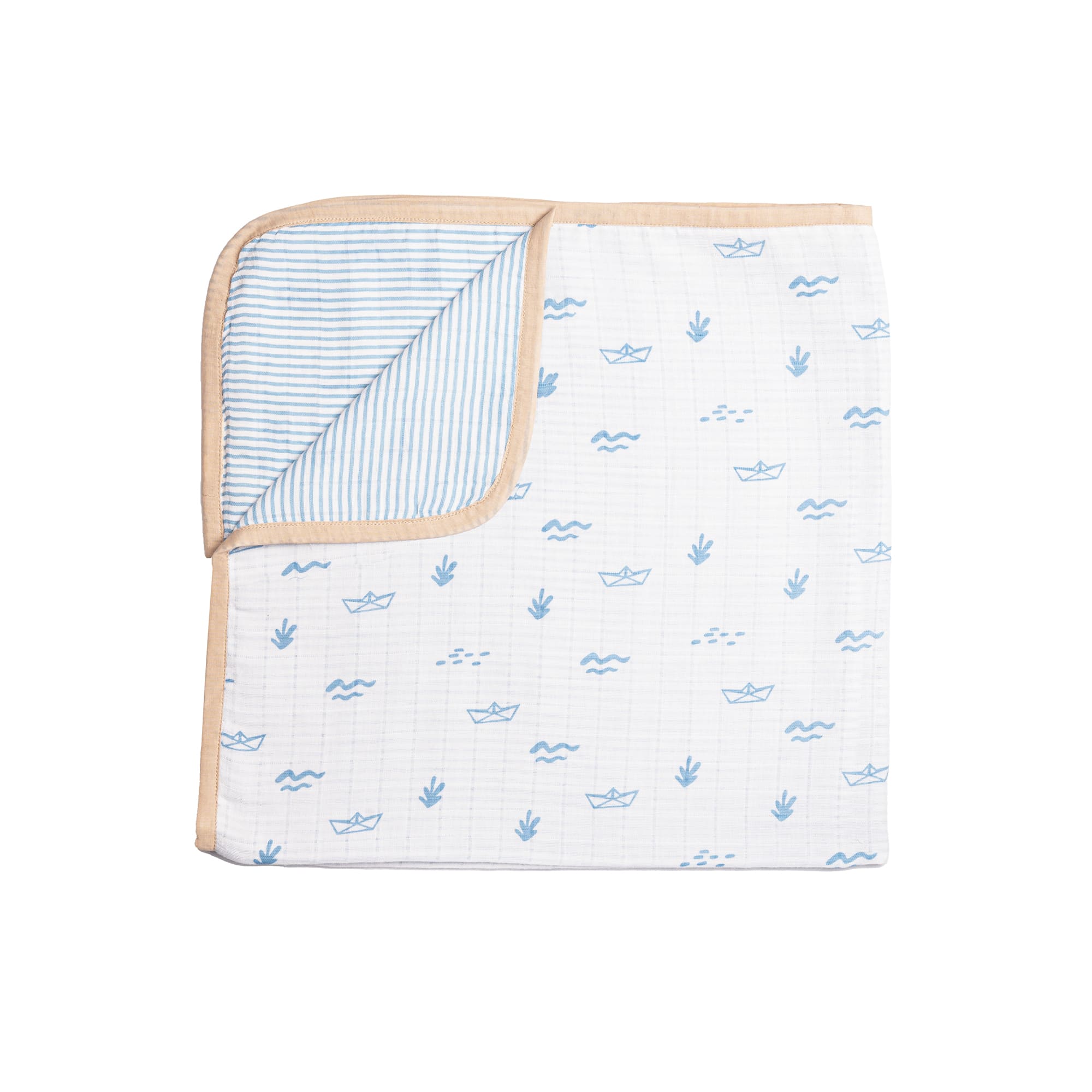 Boy Organic Cotton Mini Cot Bedding Set, 0-2 years Sea Breeze-Blue
