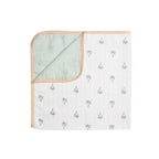 Unisex Organic Muslin Cotton Mini Cot Bedding Set, 0-2years Palm Paradise-Green