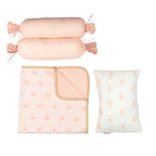Girl Organic Muslin Cotton Mini Cot Bedding Set, 0-2 years Over the Rainbow-Pink
